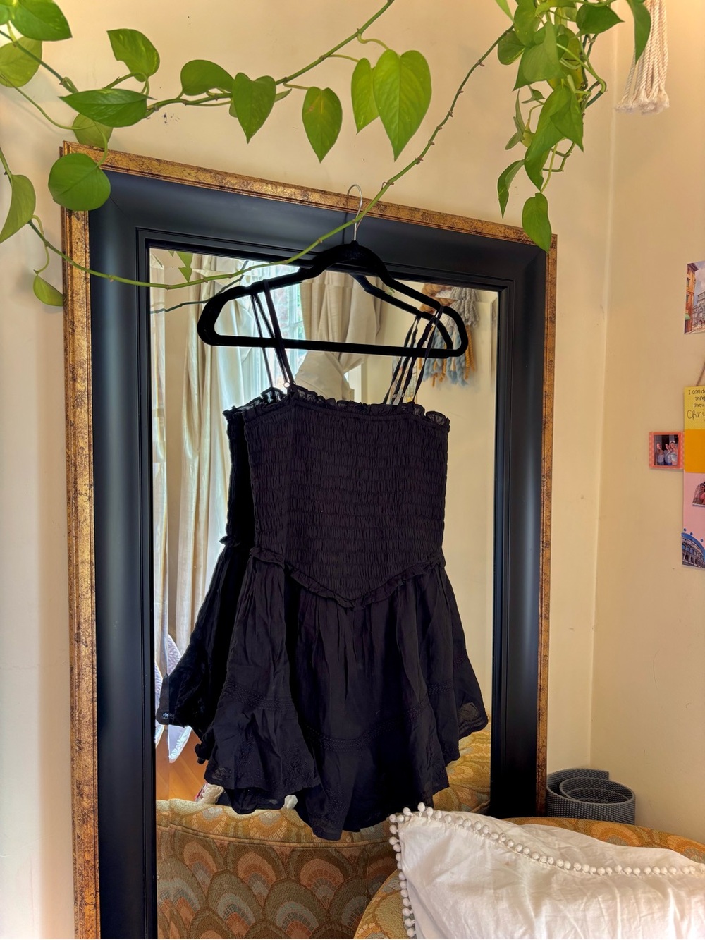 American Eagle Outfitters Black Smocked Mini Dress Skort